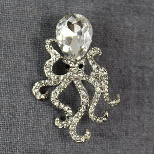 Rhinestone Octopus Brooch